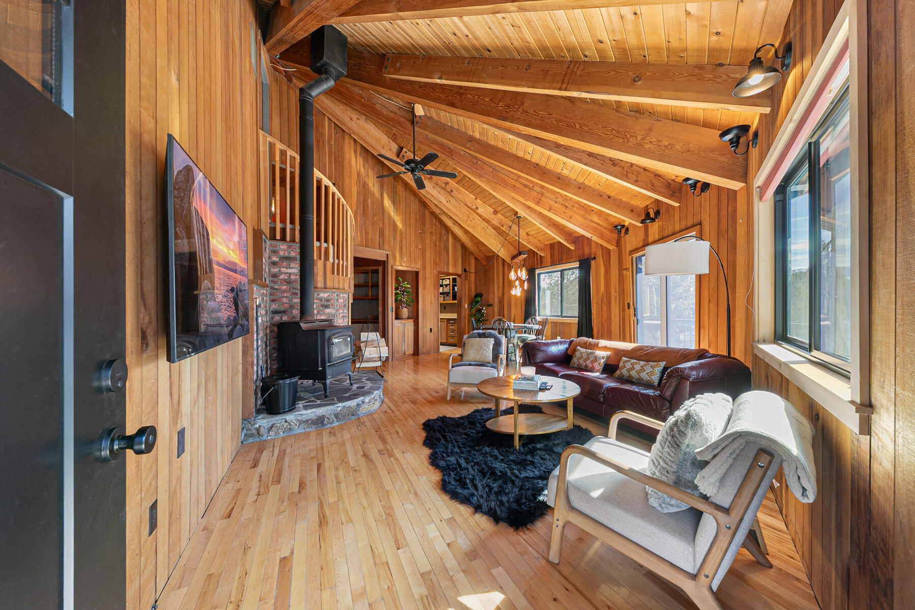 Great room with wood-burning stove